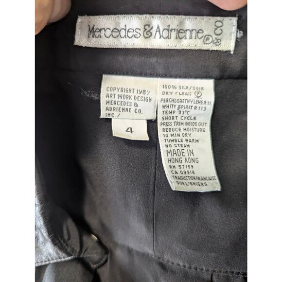 VTG Mercedes & Adrienne Black Silk Blouse Leather Stud Embellished Embroidered - Picture 4 of 12